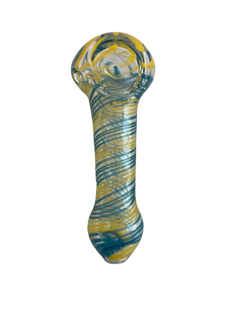 3.6" HAND PIPE BLUE & YELLOW TWIST