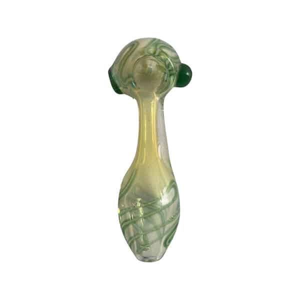 5" HAND PIPE SILVER FUMED GLASS GREEN