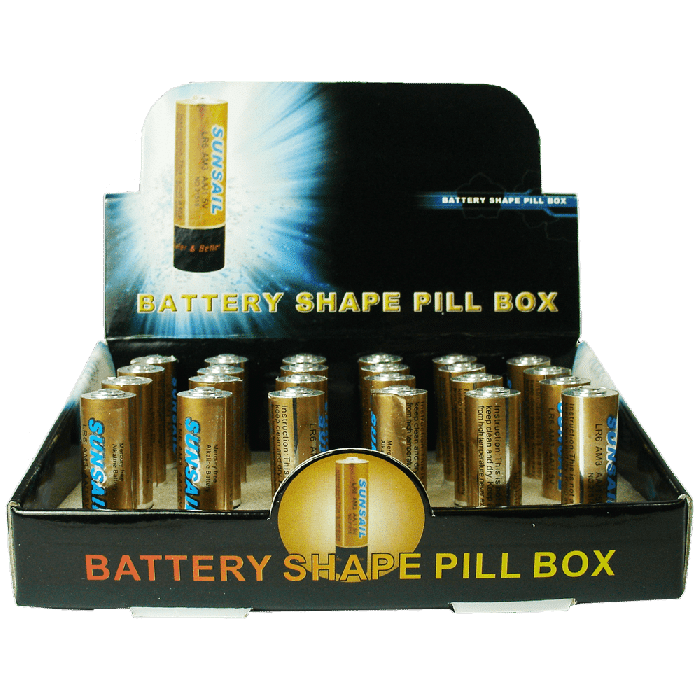 BATTERY SHAPE PILL BOX x 24