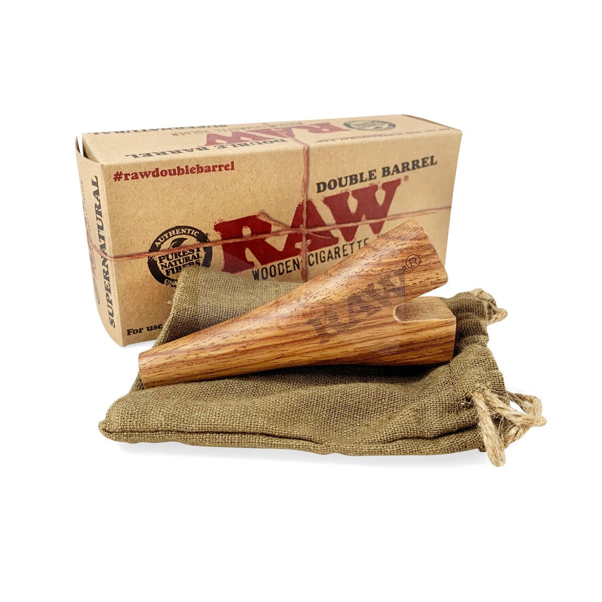 RAW WOODEN CIGARETTE HOLDER - DOUBLE BARREL 1 RAW WOODEN CIGARETTE HOLDER - DOUBLE BARREL
