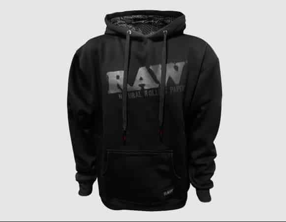 RAW BLACK HOODIE WITH BLACK LOGO 100% COTTON