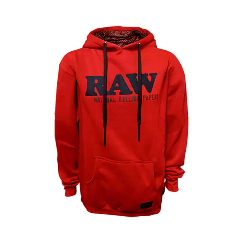 RAW RED HOODIE WITH BLACK LOGO