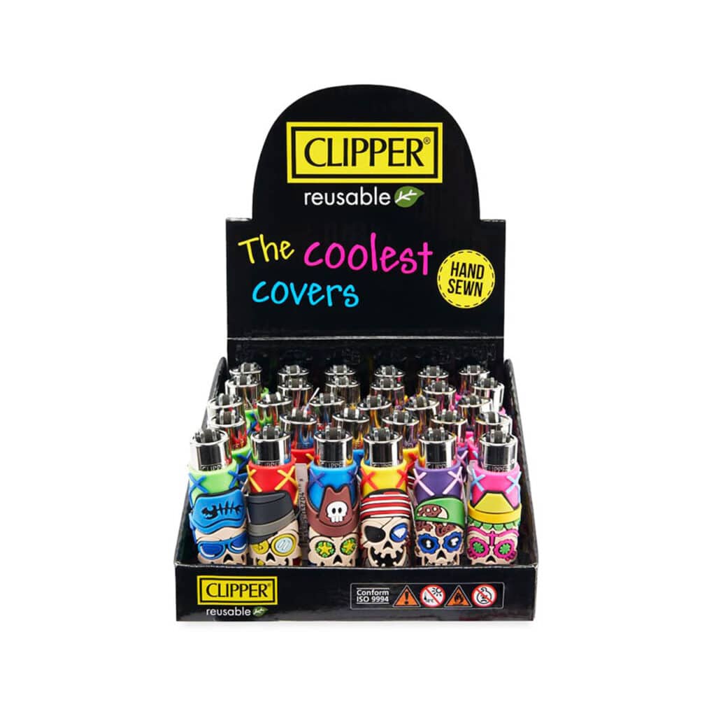 CLIPPER COOLEST COVERS SKULLS 1 EDITION LIGHTER DISPLAY OF 30
