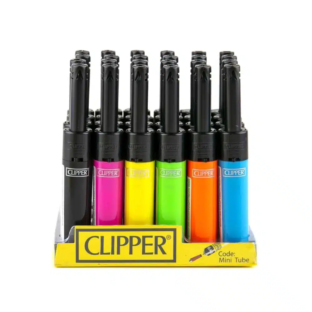 CLIPPER SOLID COLOR MINI TUBE BLACK TOP UTILITY LIGHTER