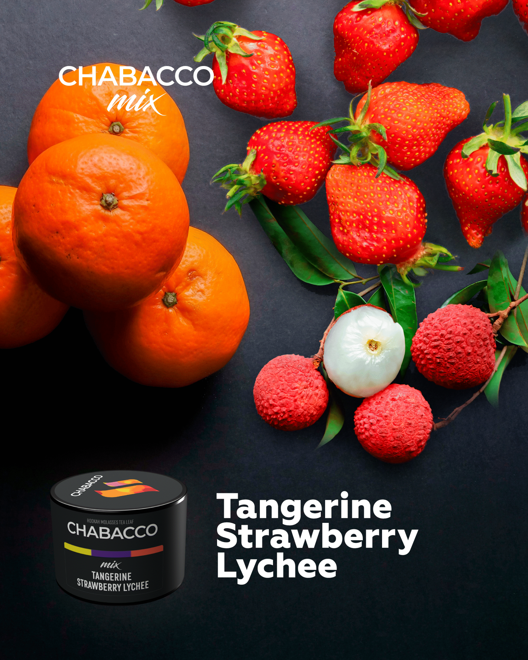 Chabacco Mandarin - Wild Strawberry - Lychee 50 gr 1 Chabacco Mandarin - Wild Strawberry - Lychee 50 gr
